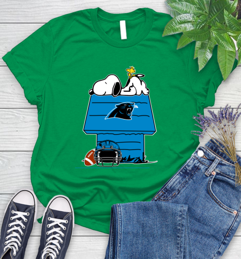 Carolina Panthers NFL Football Snoopy Woodstock The Peanuts Movie Women's T-Shirt 6