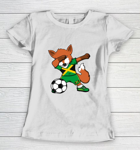 Dabbing Fox Jamaica Soccer Fans Jersey Jamaican Football Fan Women's T-Shirt