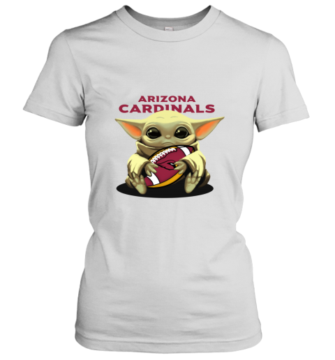 Baby Yoda Loves The Arizona Cardinals n3lq baby yoda loves the arizona cardinals ladies t shirt 20 front white