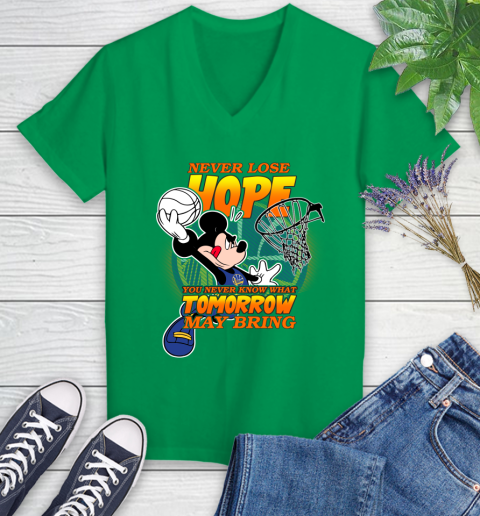 Golden State Warriors NBA Basketball Mickey Disney Never Lose Hope Women's V-Neck T-Shirt 5