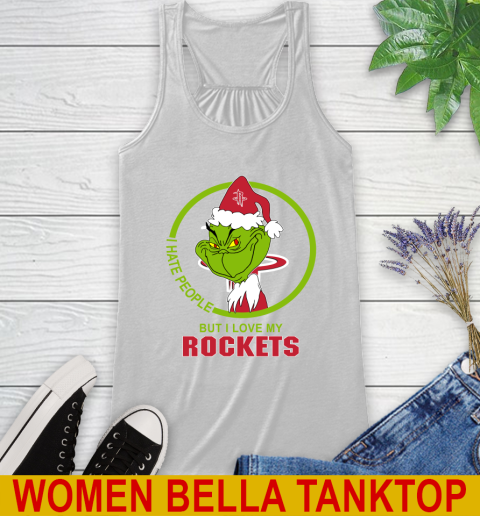 Houston Rockets NBA Christmas Grinch I Hate People But I Love My Favorite Basketball Team Racerback Tank
