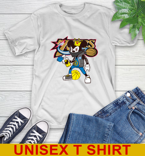 Philadelphia 76ers NBA Basketball Mickey Peace Sign Sports T-Shirt
