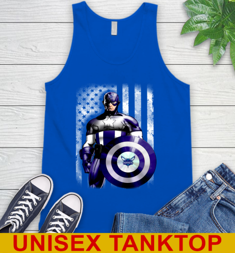Charlotte Hornets NBA Basketball Captain America Marvel Avengers American Flag Shirt Tank Top 4