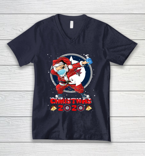 Winnipeg Jets Funny Santa Claus Dabbing Christmas 2020 NHL V-Neck T-Shirt 2