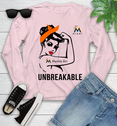 MLB Miami Marlins Girl Unbreakable Baseball Sports Youth Long Sleeve 7