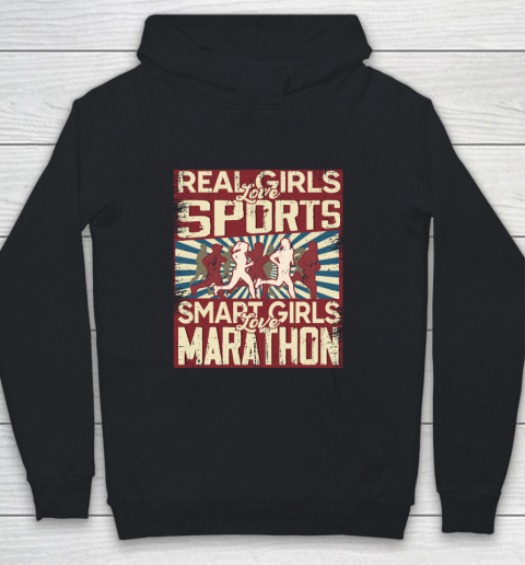 Real girls love sports smart girls love marathon Youth Hoodie