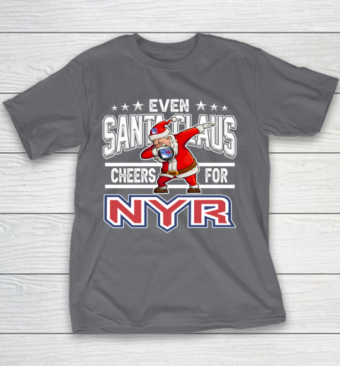 New York Rangers Even Santa Claus Cheers For Christmas NHL Youth T-Shirt 5