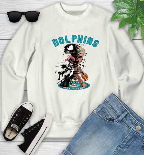 NFL Miami Dolphins Football Venom Groot Guardians Of The Galaxy Youth Sweatshirt