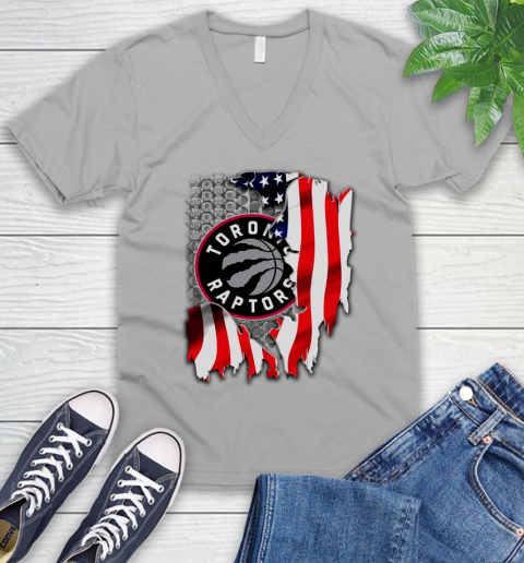 Toronto Raptors NBA Basketball American Flag V-Neck T-Shirt 3