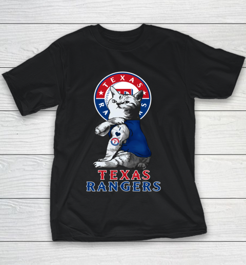 MLB Baseball My Cat Loves Texas Rangers Youth T-Shirt
