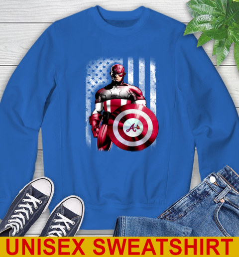 Atlanta Braves MLB Baseball Captain America Marvel Avengers American Flag Shirt Sweatshirt - Image 12