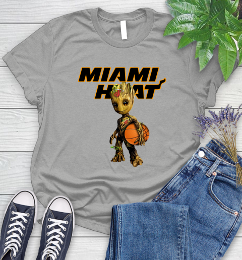 Miami Heat NBA Basketball Groot Marvel Guardians Of The Galaxy Women's T-Shirt 10