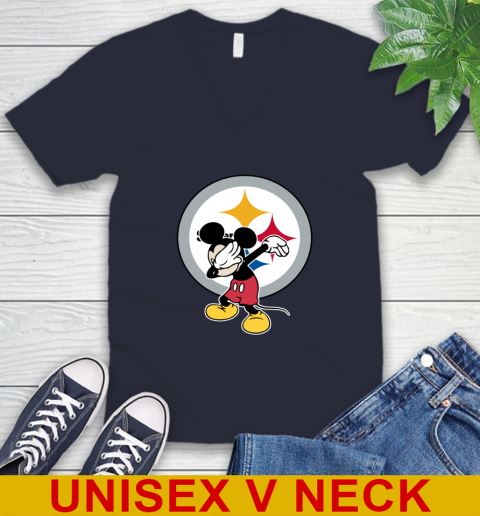 Pittsburgh Steelers NFL Football Dabbing Mickey Disney Sports V-Neck T-Shirt 3