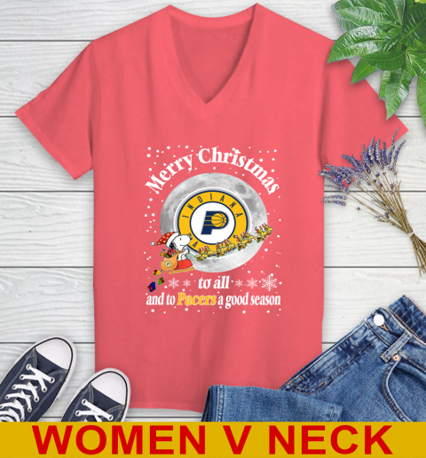 Indiana Pacers Merry Christmas To All And To Pacers A Good Season NBA Basketball Sports Women's V-Neck T-Shirt 6