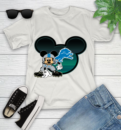 NFL Detroit Lions Mickey Mouse Disney Football T Shirt Youth T-Shirt 12