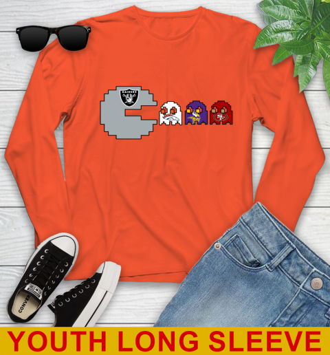 Oakland Raiders NFL Football Pac Man Champion Youth Long Sleeve 4
