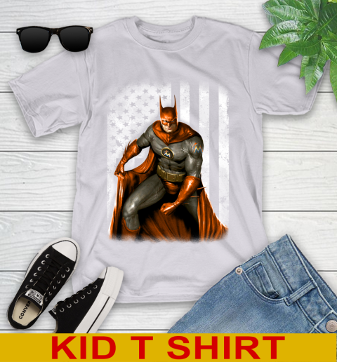 Miami Marlins MLB Baseball Batman DC American Flag Shirt Youth T-Shirt 4