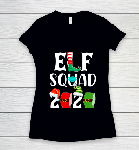 Elf Squad Quarantine Christmas 2020 Family Matching Xmas Women's V-Neck T-Shirt