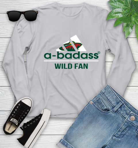 NHL A Badass Minnesota Wild Fan Adidas Hockey Sports Youth Long Sleeve 5