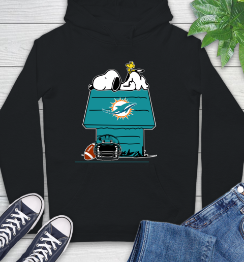 Miami Dolphins NFL Football Snoopy Woodstock The Peanuts Movie Hoodie 2