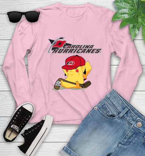 NHL Pikachu Hockey Sports Carolina Hurricanes Youth Long Sleeve 10