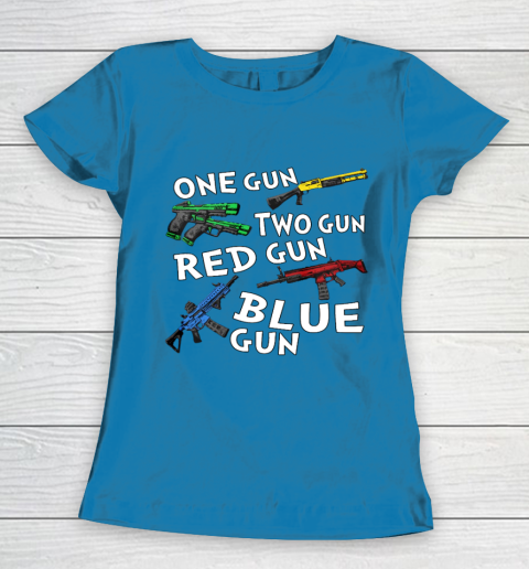 One Gun Two Gun Red Gun Blue Gun Women's T-Shirt 6