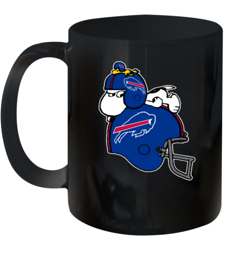 yhz4 snoopy and woodstock resting on buffalo bills helmet ceramic mug 110 56 front black