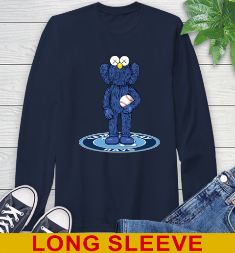 MLB Baseball Tampa Bay Rays Kaws Bff Blue Figure Shirt Long Sleeve T-Shirt 4