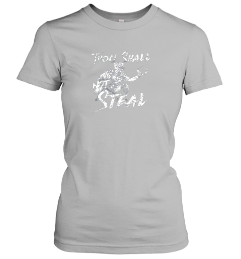 wmwi thou shall not steal baseball catcher ladies t shirt 20 front sport grey