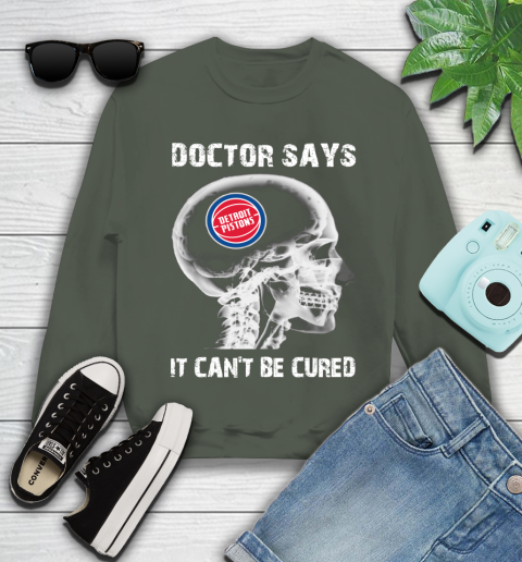 NBA Detroit Pistons Basketball Skull It Can't Be Cured Shirt Youth Sweatshirt 7