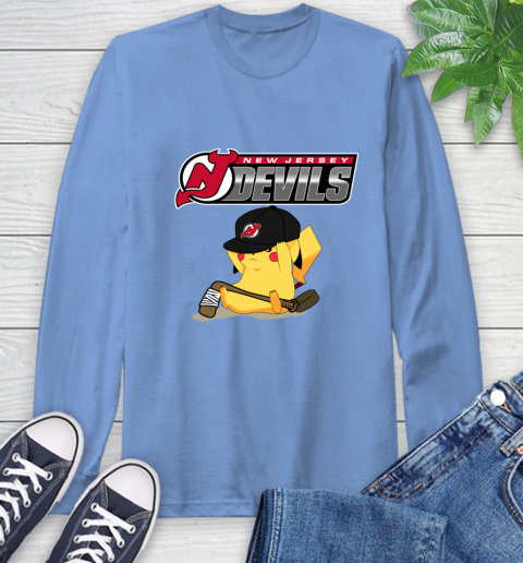 NHL Pikachu Hockey Sports New Jersey Devils Long Sleeve T-Shirt 11