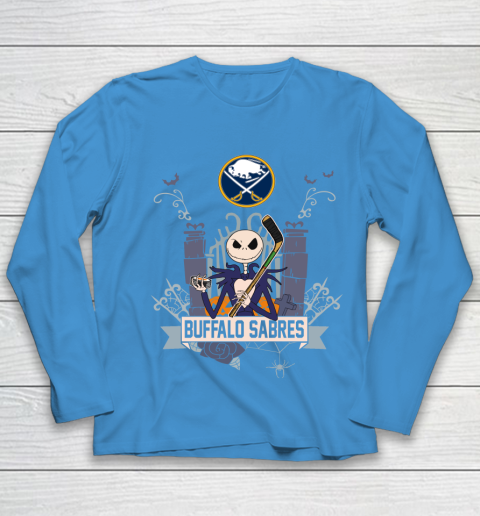 NHL Buffalo Sabres Hockey Jack Skellington Halloween Youth Long Sleeve 5