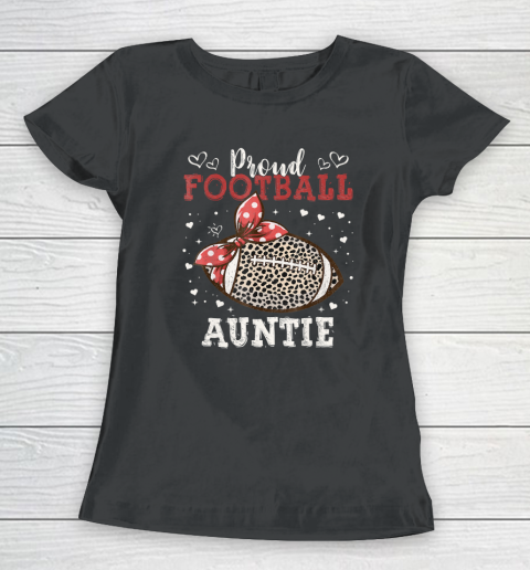 Proud Football Auntie Shirt Women Leopard Game Day Players Women's T-Shirt
