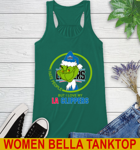 LA Clippers NBA Christmas Grinch I Hate People But I Love My Favorite Basketball Team Racerback Tank 7