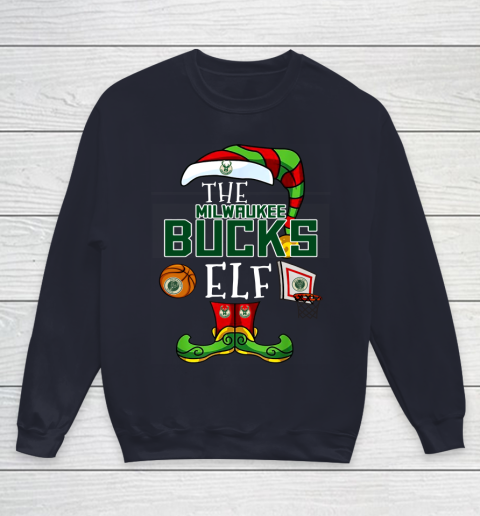 Milwaukee Bucks Christmas ELF Funny NBA Youth Sweatshirt 2