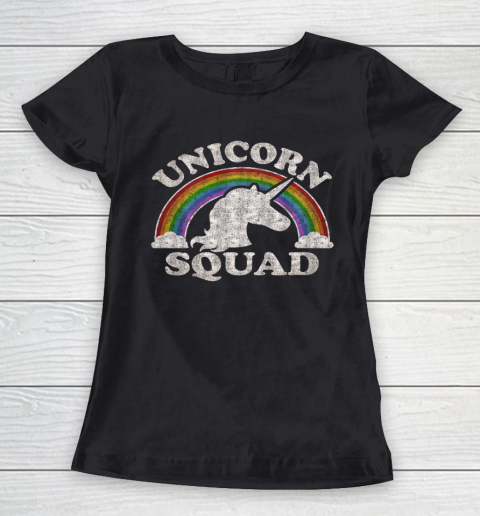 Rainbow Clouds Retro Vintage Style Gift Unicorn Squad Women's T-Shirt