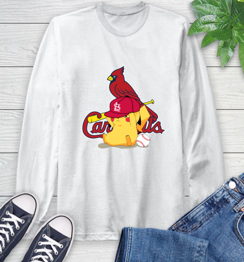 MLB Pikachu Baseball Sports St.Louis Cardinals Long Sleeve T-Shirt
