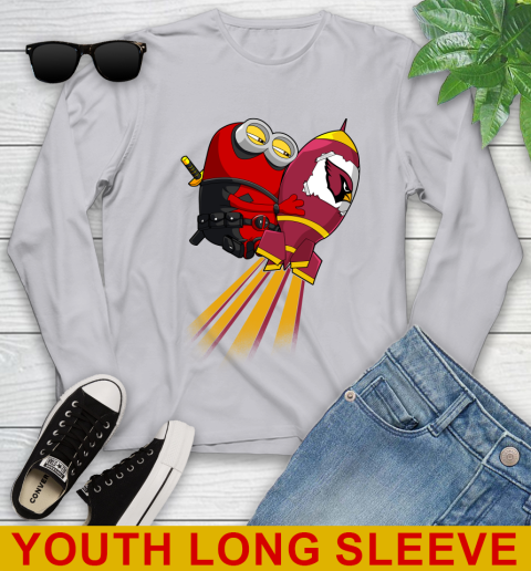 NFL Football Arizona Cardinals Deadpool Minion Marvel Shirt Youth Long Sleeve 5
