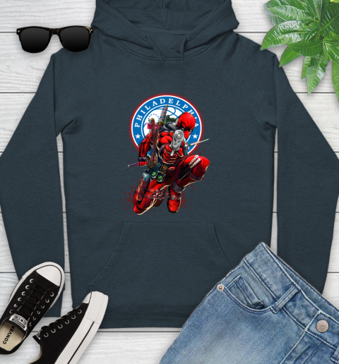 NBA Deadpool Marvel Comics Sports Basketball Philadelphia 76ers Youth Hoodie 8