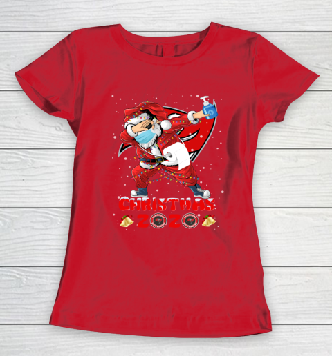 Tampa Bay Buccaneers Funny Santa Claus Dabbing Christmas 2020 NFL Women's T-Shirt 9
