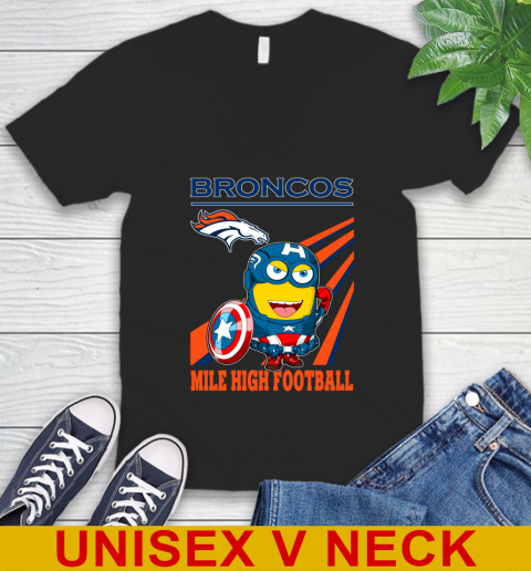 NFL Football Denver Broncos Captain America Marvel Avengers Minion Shirt V-Neck T-Shirt