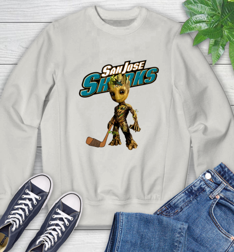 San Jose Sharks NHL Hockey Groot Marvel Guardians Of The Galaxy Sweatshirt 12