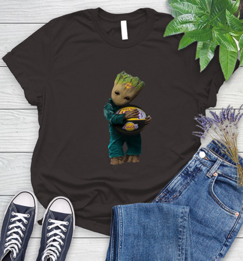 NBA Groot Guardians Of The Galaxy Basketball Sports Los Angeles Lakers Women's T-Shirt 8