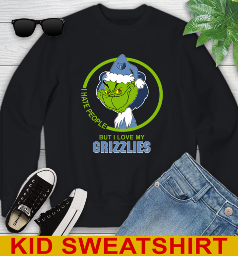 Memphis Grizzlies NBA Christmas Grinch I Hate People But I Love My Favorite Basketball Team Youth Sweatshirt 2