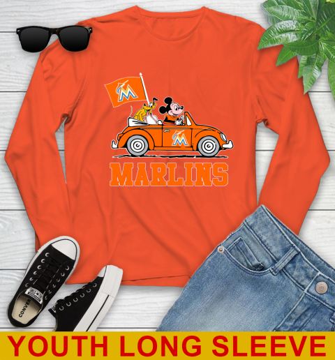 MLB Baseball Miami Marlins Pluto Mickey Driving Disney Shirt Youth Long Sleeve 4