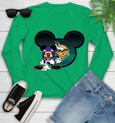 NFL Minnesota Vikings Mickey Mouse Disney Football T Shirt Youth Long Sleeve 6