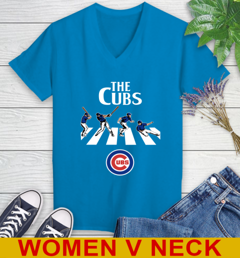MLB Baseball Chicago Cubs The Beatles Rock Band Shirt Women's V-Neck  T-Shirt