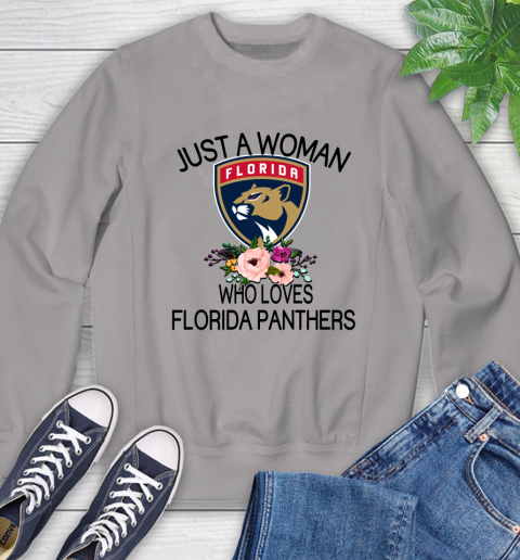 NHL Just A Woman Who Loves Florida Panthers Hockey Sports Sweatshirt 3