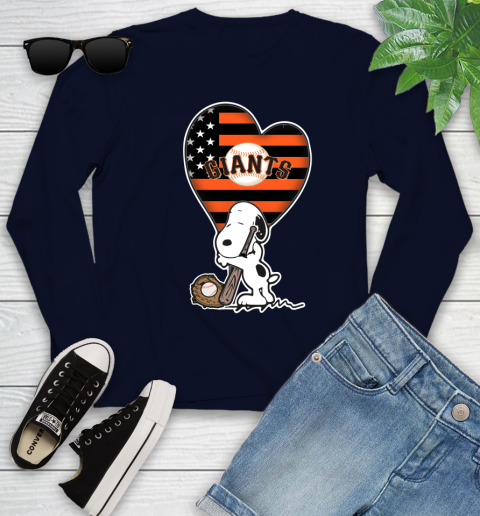 San Francisco Giants MLB Baseball The Peanuts Movie Adorable Snoopy Youth Long Sleeve 3