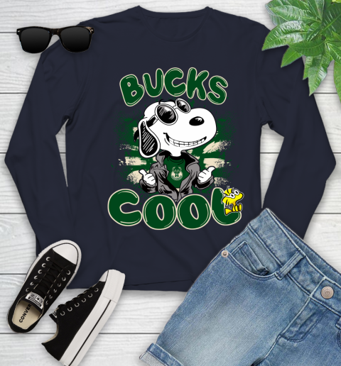 NBA Basketball Milwaukee Bucks Cool Snoopy Shirt Youth Long Sleeve 2